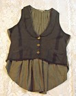 Nice Sandrine Philippe Paris Womens Olive Green Vest Fishtail Button Eu 42 Us M