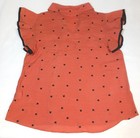 Women s Shirt Tiny Cats Ruffle Sleeve Terracotta Cat Print Tie-front Size L