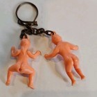 Vtg Plastic Sexual phallic erotic keychain Man woman Intercourse Very Rare