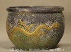 3 8  Old Chinese Copper Silver Gilt Carving Fengshui Dragon Beast Statue Jar