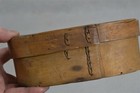 Antique  Pantry Box Oval Bent Wood Stitched Lap Joint Early Original 18th 19thc
