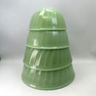 Vintage Fire King Jadeite Swirl Nesting 4pc Mixing Bowl Set Usa Made 6  7  8  9 