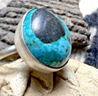 Vintage Southwestern Turquoise Sterling Ring Navajo Signed Size 6 5  b3 