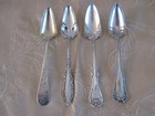 Four Silverplate Fruit Citrus Spoons Ornate Antique - Gorgeous