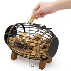 Wine Cork Holder With Wood Stand  Rustic Metal Cork Container For Display And   