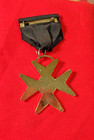 Vintage Masonic Knights Templar Order Of Malta Maltese Cross Medal White Enamel