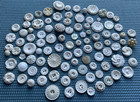 100 Vintage White Plastic Buttons - Floral Flower - Old Lot