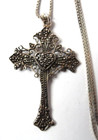 Vintage Cross Jesus Christ Heart 925 Sterling Silver Pendant Necklace Chain 29 