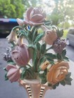 Antique Cast Iron Doorstop Hubley  465 Vase Of Tulips And Roses