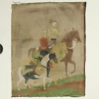 Large Antique Indian Painting On Silk Of Three Princes On Horseback