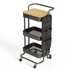  3 Tier Metal Utility Rolling Cart With Table Top And Side Large-metal Black