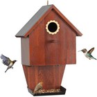 Outdoor Bird Houses Wood Birdhouse Hanging Bird Feeder Garden Wild Bird Feeders