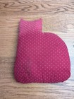 Vtg Handmade Quilted Patchwork Cat Pillow White Button Eyes Beaded Whiskers 15 