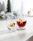 Pair 2 Lenox Cambridge Christmas Holiday Frenchie 18 Oz Stemless Wine Glass Set