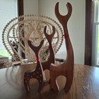 Vintage Mid Century Modern Reindeer Deer Family Danish Christmas Carved Wooden