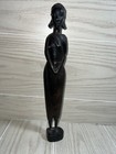 Vtg African Woman Dark Hard Wood Hand Carved Detailed Statue Ebony Tribal Art