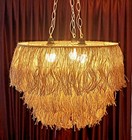 Boho Pendant Light Fixture Jute Fringe Chandelier 55cm Width Bohemian Lamp Shade