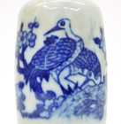 Signed Antique Chinese Blue   White Snuff Bottle W bird Decoration