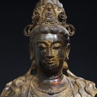 12  Old Antique Tibetan Buddhism Temple Bronze Gilt Guanyin Buddha s Head Statue