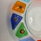 Handcrafted Fused Glass Bowl Colorful Geometric Millefiori Grape Design 7 Inch