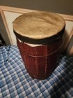 Antique Drum Made With Real Animal Skin  Steele Banding  Signed 