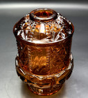 Vintage Indiana Glass Amber Stars   Bars Fairy Lamp Light Candle Holder 6 5 