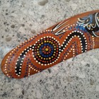 Vintage 12  Boomerang Handmade Australian Hand Painted Wood Kangaroo Signed T h 