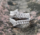 Moissanite Enhancer Wedding Band 14k White Gold 2 Ct Brilliant Round Cut F vvs1