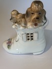 Vintage 1950s Puppies In Shoe Lamp - Underwriters Laboratories Portable Lamp