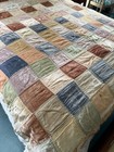 Antique Victorian Quilt 1800s Silk Velvet Vintage Stitched Pastels Square