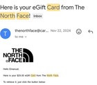 Northface Gift Card 25