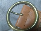 Michael Kors Brown White Interleaved Wide Leather Belt  Gold Round Buckle Great
