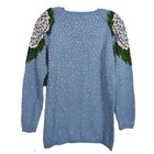 Vintage Adrienne Vittadini Blue Women   s Sweater L Knit Floral Hydrangea Pullover