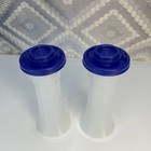 Vintage Tupperware Hourglass Salt Pepper Shaker Set 718 Tokyo Blue Lids Mexico