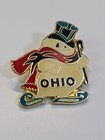 Ohio Travel Souvenir Lapel Pin Snowman On Ice Skates