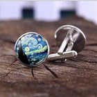Men Silver Cufflink Van Gogh Starry Night French Shirt Ornaments Starry Night