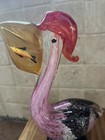 Art Glass Pelican 7  Pink And Black Goldfish In Mouth Figurine Paperweight Euc