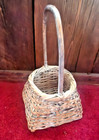 Wicker Basket -small-round On Top  Square On Bottom W handle 8x12