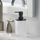Ribbed Glass Metal Soap Pump Liquid Moisturizer Modern Dispensers Bathroom New