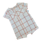 Cat   Jack Baby Romper 6-9 Months Pink Plaid Linen Cotton Button Up One Piece
