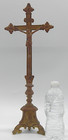 Antique Solid Brass Ornate 18h Standing Crucifix Jesus Christ Church Altar Cross