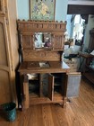 Antique Refrigerator Oak Ice Box And Water Dispenser