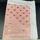 Petit Tresor Pink Baby Blanket Gold Hearts White Trim Lovey Security Nina   Sam