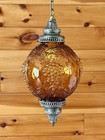 Vintage Mcm Hollywood Regency Amber Grape Hanging Swag Light Lamp