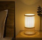Table Desk Lamp bamboo Boho Decorative Nightstand Night Light Japanese Hollow   