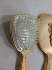 Vintage Brush   Hand Held Mirror Vanity Set Gold Shimmer Rose Accent