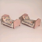 1932 Schoenhut Orchid pink Bedroom Set 6 Pieces Antique Dollhouse Furniture