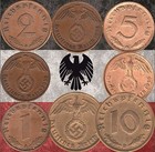 Set Of  Germany 1  2  5   10 Reichspfennig Coins 1937-1939 Wwii    m193 