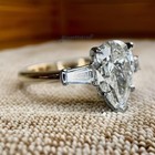 Moissanite Solitaire Engagement Ring Pear Cut 3 Ct Solid 14k Yellow Gold For Her