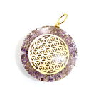 Amethyst Flower Of Life Healing Emf 5g Protection Orgone Pendant Necklace Cord